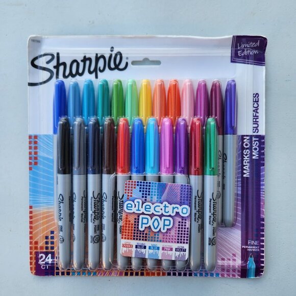 New SHARPIE Electro Pop Permanent Markers Fine Point Assorted Colors 24 Count Li - Picture 2 of 10